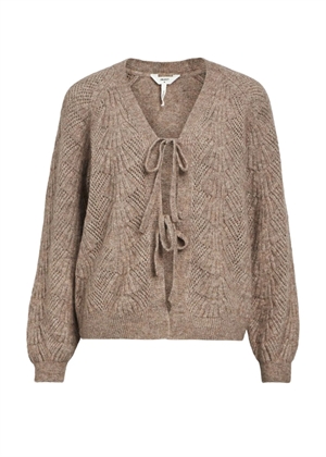 Flora ls knit cardigan Desert Taupe Melange Objet 